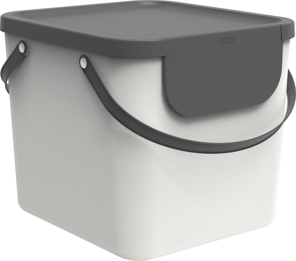 Rotho Albula Afvalscheidingssysteem 40l voor de keuken, Kunststof (PP) BPA-vrij, wit/antraciet, 40l (39,8 x 35,8 x 33,9 cm)