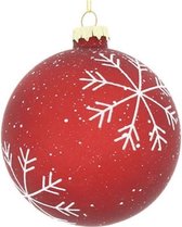 Decostar Kerstbal Ehren 10 Cm Glas Rood/wit