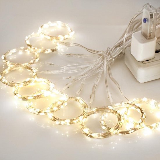 LED Kerstverlichting Binnen/Buiten – Lichtgordijn - 3x3 meter - Warm Wit - USB aansluiting - Merkloos