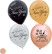 Christmas4Ever - Happy New Year Ballonnen Set - Nieuwjaar - Oud En Nieuw Versiering - Feest Decoratie  - Oudjaar - Decoratie - Vieren - New Year - 20 Stuks - Helium - Brons