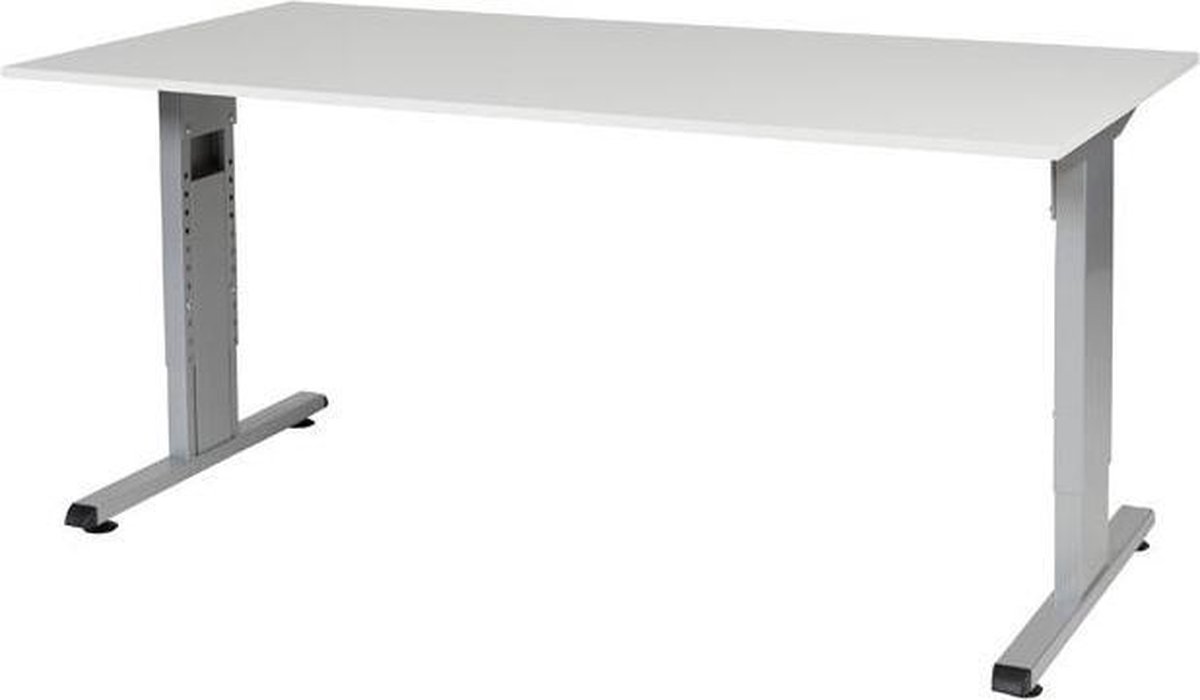 RoomForTheNew Bureau Schiphol Normal-Bureau - Bureautafel - Gaming bureau - Game bureau - Computertafel - Desk - Bureau wit - Verstelbaar bureau - Gaming Desk - Bureau tafel - Bureau verstelbaar--Grijs blad-Aluminium onderstel- 160x80