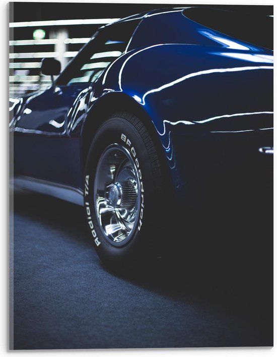 Acrylglas - Blauwe Glimmende Auto - 30x40cm Foto op Acrylglas (Wanddecoratie op Acrylglas)