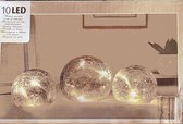 Luxe set  3 Glazen ballen met led  -10 led kerst versiering