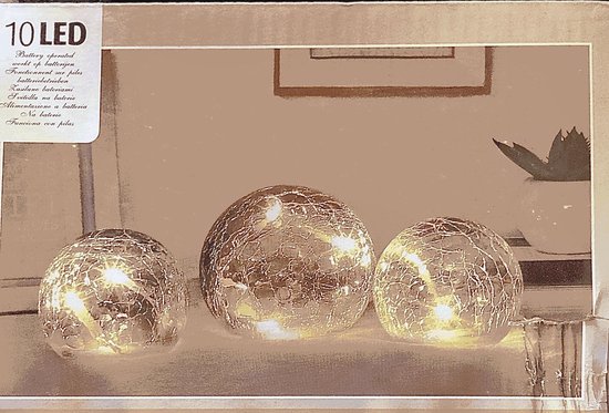 Luxe set 3 Glazen ballen met led -10 led kerst versiering | bol.com
