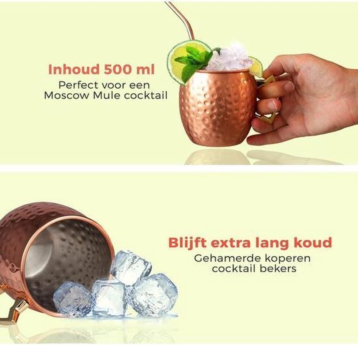 Homerun Moscow Mule Bekers 2 Stuks 100 Koper Cocktailglas