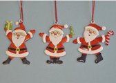 Kerstboomhanger set met 3 kerstmannen van metaal | 8,5 cm. hoog