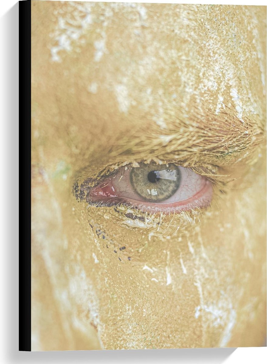 Canvas - Groen Oog met Gouden Verf - 40x60cm Foto op Canvas Schilderij (Wanddecoratie op Canvas)