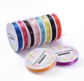 elastiekdraad, verschillende kleuren, 0,8mm, 10m /rol, 10 rollen