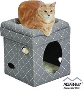 Midwest Curious Cat Cube grijs kattenhuis 38x38x42cm