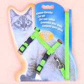 Kattentuigje | Groen | Kattenharnas met looplijn - Kattenriem - Riem voor katten - Tuig met riem - Veilig- verstelbaar - Walking Jacket - Wandelen-Kitten harnas-