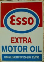 Metalen Rusty wandbord Esso extra motor oil 20x30cm