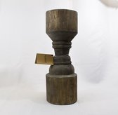 Riverdale - Robuust - massief houten - stoer - sober - kandelaar - Hoogte 31 cm - Ø 11 cm