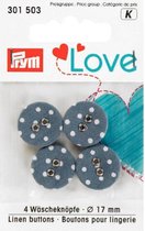 prym love 301503 linnen knopen 4 stuk 17mm grijs