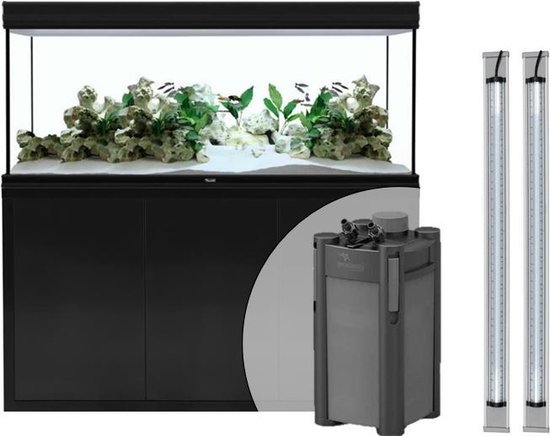 Aquatlantis Fusion 150 PRO Zwart | Aquarium + 40mm Meubel + Buitenfilter +  Verlichting... | bol.com