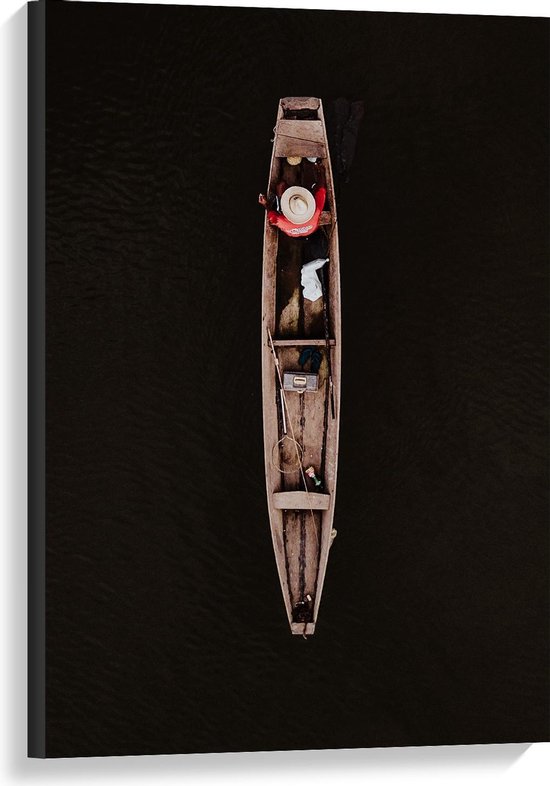 Canvas - Houten Vissers Bootje op het Water - Foto op Canvas Schilderij (Wanddecoratie op Canvas)