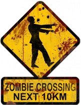 Zombie Crossing Next 10 KM Zwaar Metalen Bord 62,5 x 47 cm
