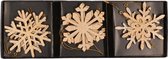 6x Houten sneeuwvlok kersthangers goud 7 cm kerstboomversiering - Gouden kerstversiering kerstornamenten