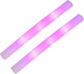 Set van 8x stuks party lichtstaven met roze LED licht 48 cm - Feestartikelen