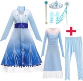 7-Pack - Prinsessenjurk Meisje - Elsa Jurk  - 146/152(150) - Onderjurk - Broek - 4-delig Accessoireset - Verkleedkleren Meisje
