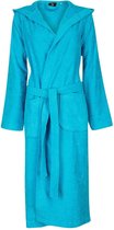 Unisex badjas aquablauw - badstof katoen - sauna badjas capuchon- maat XS