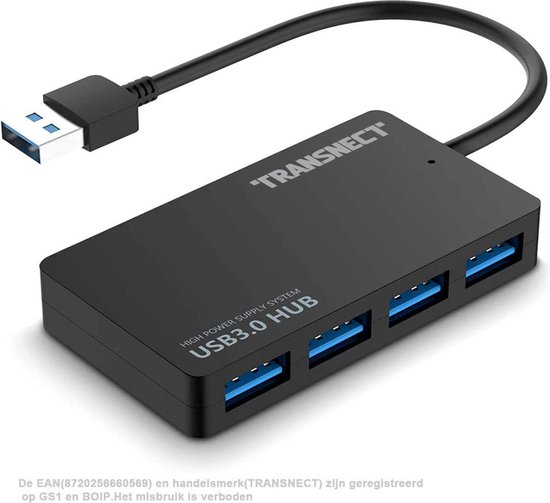 Usb Splitter - Usb Hub - 4 Poort - USB 3.0 - 5G - Blauw