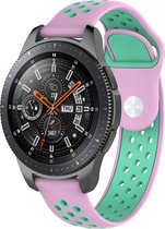 Huawei watch GT silicone dubbel band - roze groenblauw - 18mm bandje - Horlogeband Armband Polsband