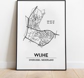 Wijhe city poster, A3 zonder lijst, plattegrond poster, woonplaatsposter, woonposter