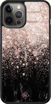 iPhone 12 Pro Max hoesje glass - Marmer twist | Apple iPhone 12 Pro Max  case | Hardcase backcover zwart