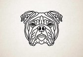 Line Art - Hond - Engelse Bulldog - M - 60x71cm - Zwart - geometrische wanddecoratie