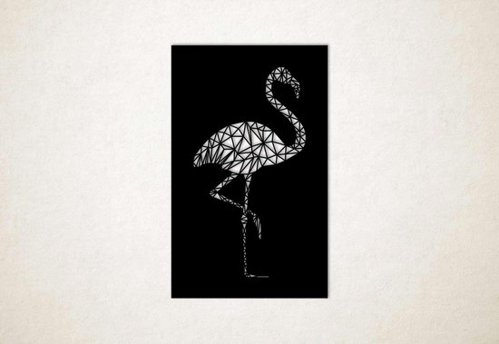 Line Art - Flamingo vierkant - L - 109x67cm - Zwart - geometrische wanddecoratie