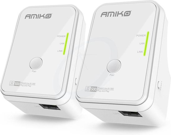 Amiko Home PLN-502 - Powerline Netwerk Adapter - 2 stuks - Eenvoudige  installatie -... | bol.com