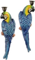 Kandelaar - Gietijzeren papegaaien - Set van 2 - 38,8 cm hoog