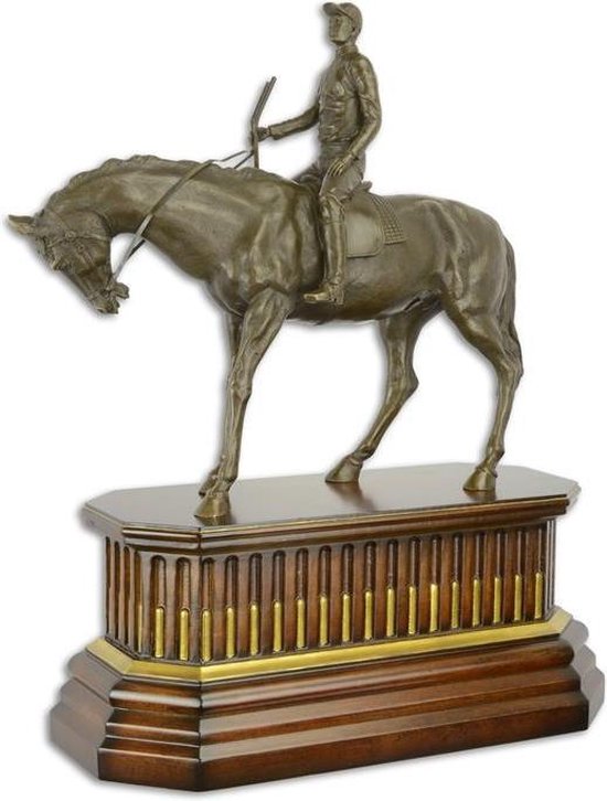 Beeld - Ruiter te paard - Bronzen sculptuur - 52,4 cm hoog
