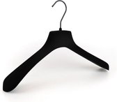 [Set van 10] Luxe uitgevoerde zwart fluwelen (velours / flock / fluweel / velvet) kledinghangers / garderobehangers / jashangers met bijpassende zwarte haak en brede schouders voor