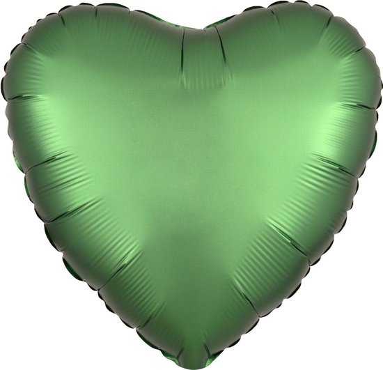 AMSCAN - Satijnachtige smaragdgroene aluminium hart ballon - Decoratie > Ballonnen