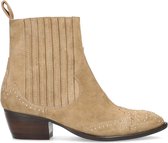 Sacha - Dames - Beige suède cowboylaarsjes met details - Maat 37