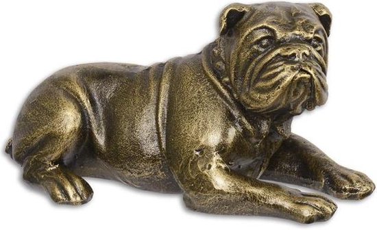 Gietijzeren beeld - Zittende Engelse Bulldog - Hond - 13,5 cm hoog