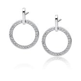 Joy|S - Zilveren elegante rond oorbellen zirkonia - Cirkel - gehodineerd
