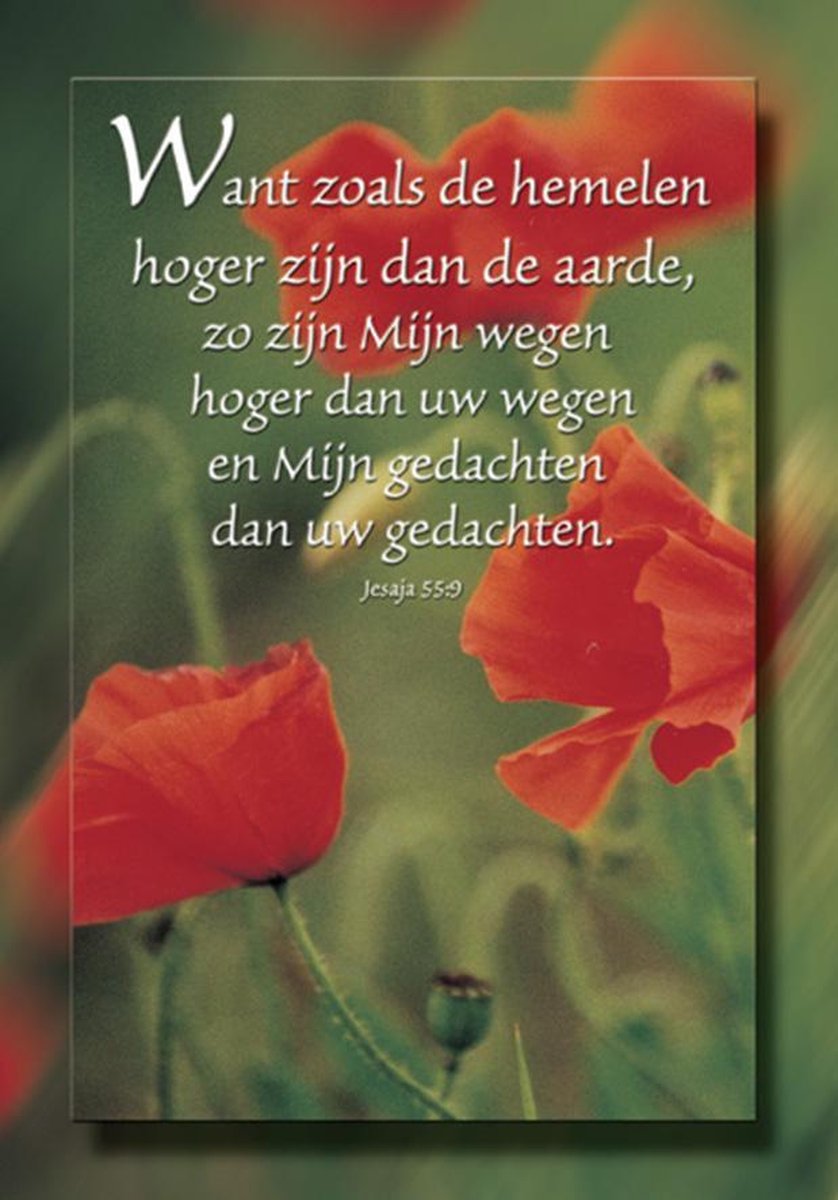 Wenskaart 10x15 cm - Jesaja 55:9 - met Bijbeltekst - set van 10 inclusief enveloppe