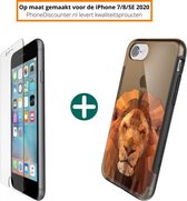 iphone 7 beschermhoes | iPhone 7 case | iPhone 7 hoes leeuw bruin | hoesje iPhone 7 apple | iPhone 7 hoes cover hoesjes + iPhone 7 Screen Protector Glas Screenprotector