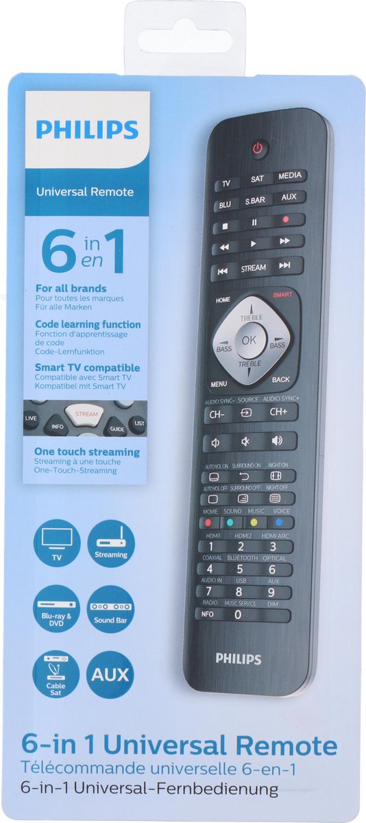 Télécommande universelle de Philips pour 4 appareils - Bleu électrique