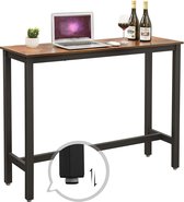 Parya bartafel smal, keukentafel, aanrecht, rechthoekige bartafel, stevig metalen frame, 120 x 40 x 100 cm, eenvoudige constructie, industrieel ontwerp, vintage, donkerbruin