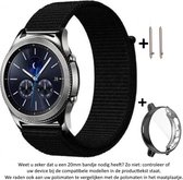 Zwart Nylon bandje met witte weave en zwarte case geschikt voor de Samsung Galaxy Watch Active 2 40mm variant – Maat: zie maatfoto – 20 mm black smartwatch strap