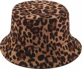 Bucket hat - Panterprint 2 in 1 Omkeerbaar Vissershoedje - Bruin