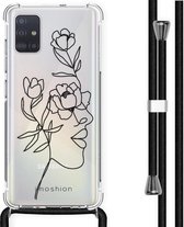 iMoshion Design hoesje met koord voor de Samsung Galaxy A51 - Abstract Gezicht Bloem