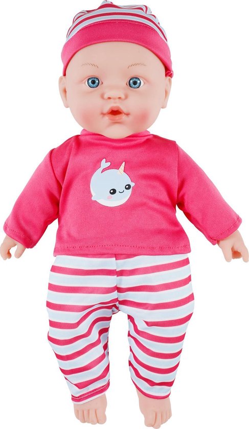 Meyella Permanent ijzer Baby pop met geluid - Dolly Star | Sint & Kerst| 40CM- 1-12 jaar - Cadeau  tip - Roze - Baby - Stem - Spelen - Nederlands | bol.com