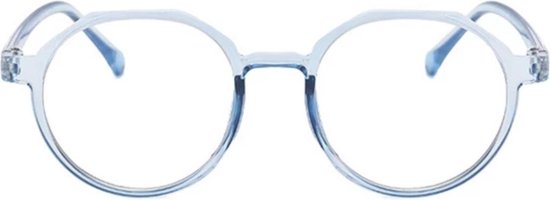 Oculaire | Odense | blauw-transparant | Min-bril | -1,00 | Rond | Inclusief brillenkoker en microvezel doek | Geen Leesbril! |