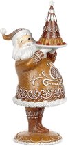 Viv! Home Luxuries Kerstman met taart - bruin wit rood - groot beeld! - 43cm - topkwaliteit