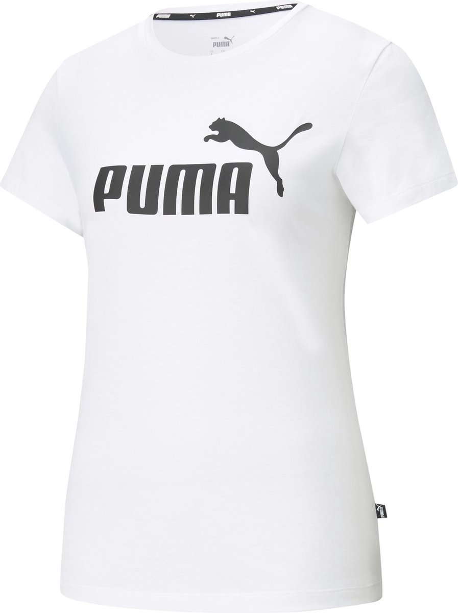 PUMA ESS Logo Tee Dames T-shirt Wit