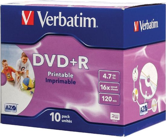 Verbatim 43508 DVD+R Wide Inkjet Printable ID Brand Schijven